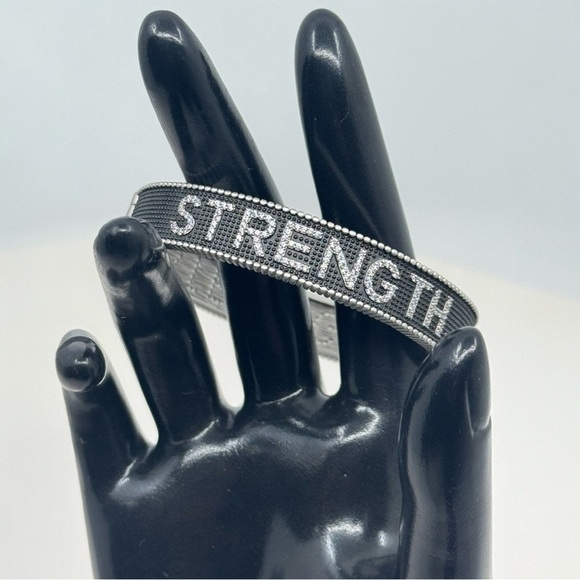 FREIDA ROTHMAN WOMEN OF STRENGTH BLACK RHODIUM And PLATINUM BANGLE BRACELET NEW - Picture 12 of 17